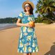 thumbnail image 4 of Easygdp Cute Polar Bear Fishing para Vestido Transpirable de Mujer, Vestido Suelto de Manga Corta con Pliegues y Bolsillos para el Verano, 4 of 6