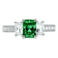 thumbnail image 3 of 1.88 ct Emerald Cut Simulated Emerald 3 Stone 18K White Gold Womens Engagement Ring, 3 of 6