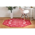 thumbnail image 3 of 5' x 5' Medallion Red and Ivory Octagon Area Throw Rug, 3 of 4