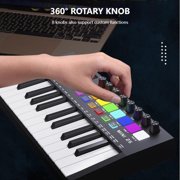 Ataucjin 25 Key MIDI Keyboard Controller with DAW Integration, USB MIDI Keyboard Controller with 8 Drum Pads, 8 Knobs & OLED Display, Compact, Perfect for Music Production