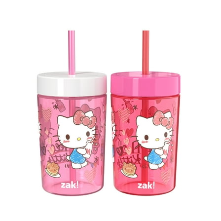 Zak Designs Hello Kitty 2-Pack 16oz Reusable Tumblers with Lid and Straw