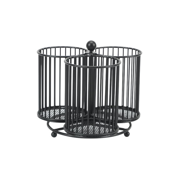 Organizadores de Cocina Y Almacenamiento Estante de Cubiertos Giratorio de Metal con 3 Compartimentos para Almacenamiento de Cubiertos, Mesa de Comedor de Cocina de Restaurante Estante de Cubiertos Gi