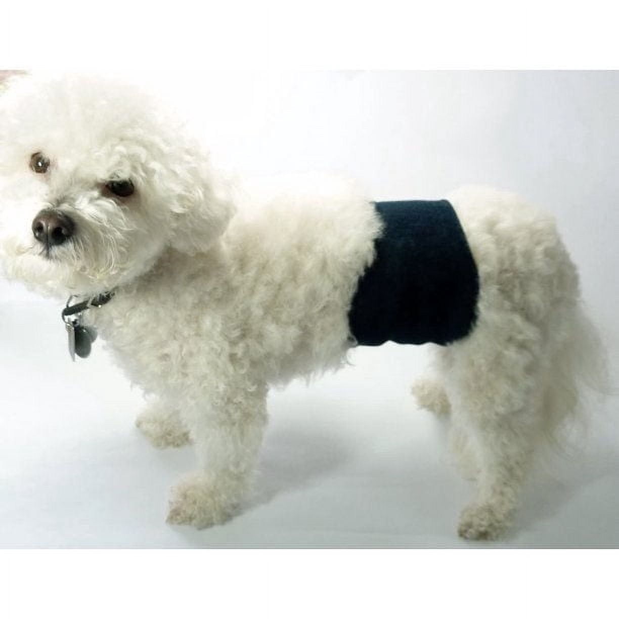 Genwiss Washable Reusable Male Dog Belly Bands, Black, Size L, 3 Count