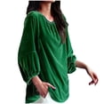 thumbnail image 2 of AXXD Womens Shirts Casual Green Basic Summer 2024 Ladies Round Neck Loose Tops Casual T-Shirts Long Sleeve Blouse, 2 of 7
