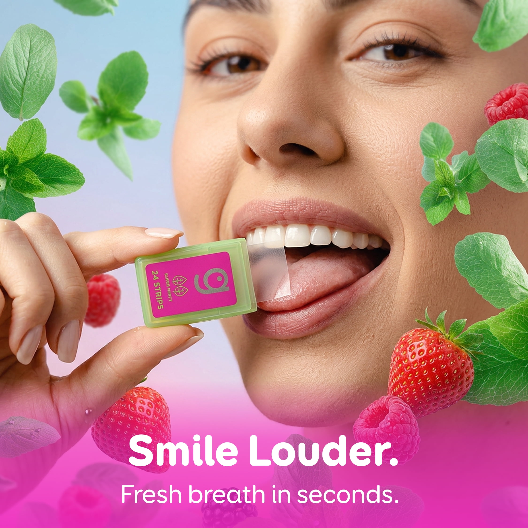 Grin Strips Breath Strips, Berry Minty, Instant Fresh Breath, Dissolves Instantly on Your Tongue, Sugar-free and Calorie-free, No Artificial Colors, 72 Breath Strips (3-24 Packs), Pocket-Sized Pack