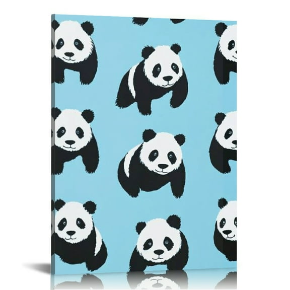 Patifu Panda Bear Canvas Art Print for Living Room Bedroom Office Wall Decor 12x16 in