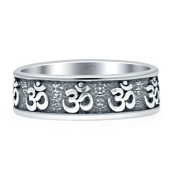 OM Band Oxidized Ring 925 Sterling Silver Size 5