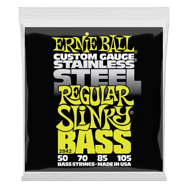 Ernie Ball 2842 Ensemble de Basses en Acier Inoxydable Slinky Régulier (50-105)