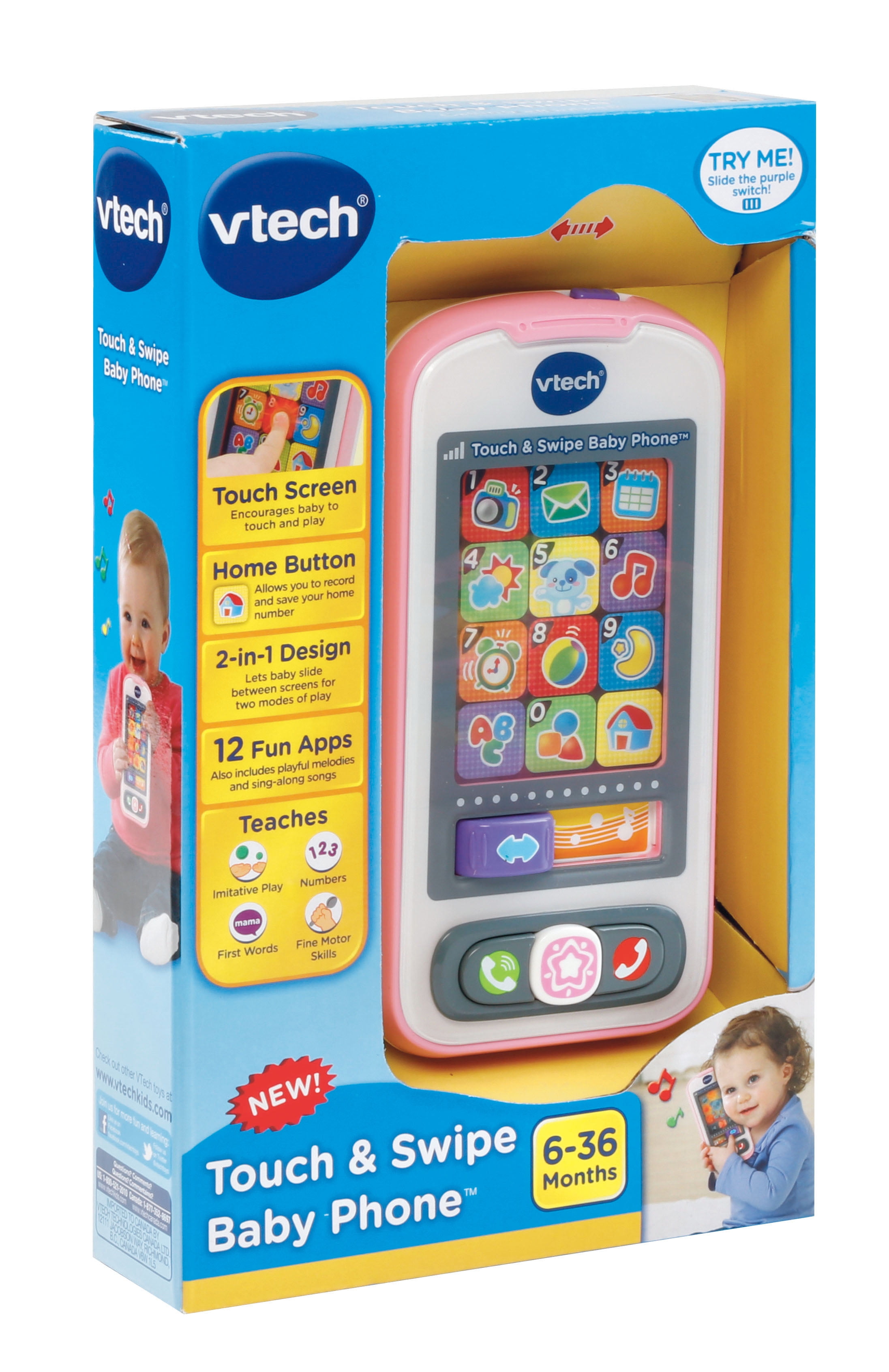 VTech Touch and Swipe Pink Baby Phone Educational Toy for sale online 