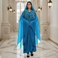 thumbnail image 2 of Long Sleeve Shirts for Women, Muslim Dress for Women Loose Batwing Sleeved Hooded Beaded Embroidery Long Abaya Dress Kaftan Abayas Islamic Robe, 2 of 5
