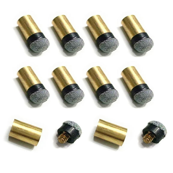10Pcs Portable Billiards Cue Pool Tip Coppers PU Leather Pool Cue Tip for Pool Cue and Enduring