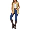 thumbnail image 3 of INSPIRE CHIC Women's Denim Vest Sleeveless Button Down Mid Length Casual Jean Vest L Khaki, 3 of 7