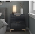 thumbnail image 4 of Castle Place Luxurious Crystal Velvet Upholstered Queen Bed With 2 Nightstands, Black, 4 of 7