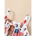 thumbnail image 4 of Arvbitana 1T 2T 3T 4T 5T Baby Girl 4th of July Romper Summer Sleeveless Bull Print Sling Vest Long Pants Jumpsuit for Casual Party Independence Day, 4 of 9