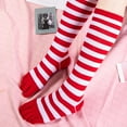 thumbnail image 3 of Women Girls Split Toe 5 Finger Calf Socks Rainbow Colorful Striped Clover Printed Breathable Cotton High Tube Hosiery, 3 of 20