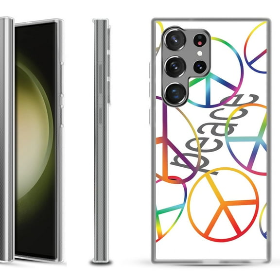 Shockproof Gel Phone Case for Samsung Galaxy S23 Ultra 5G, by OneToughShield ® - Colorful Peace