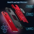 thumbnail image 5 of Designed for iPhone 14 Case, Military Grade Protective Phone Case Cover with Enhanced Metal Ring Kickstand [Support Magnet Mount] Compatible with iPhone 14 6.1, Red, 5 of 5