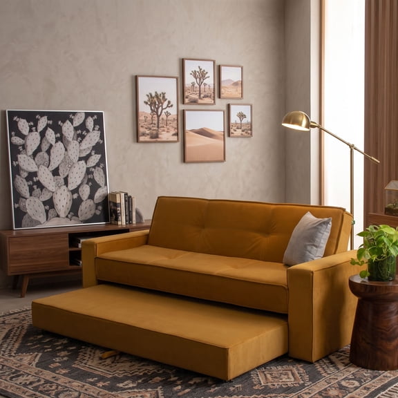 Sofa CAMA CONFORT M & E MUEBLES mostaza Modelo Comfort