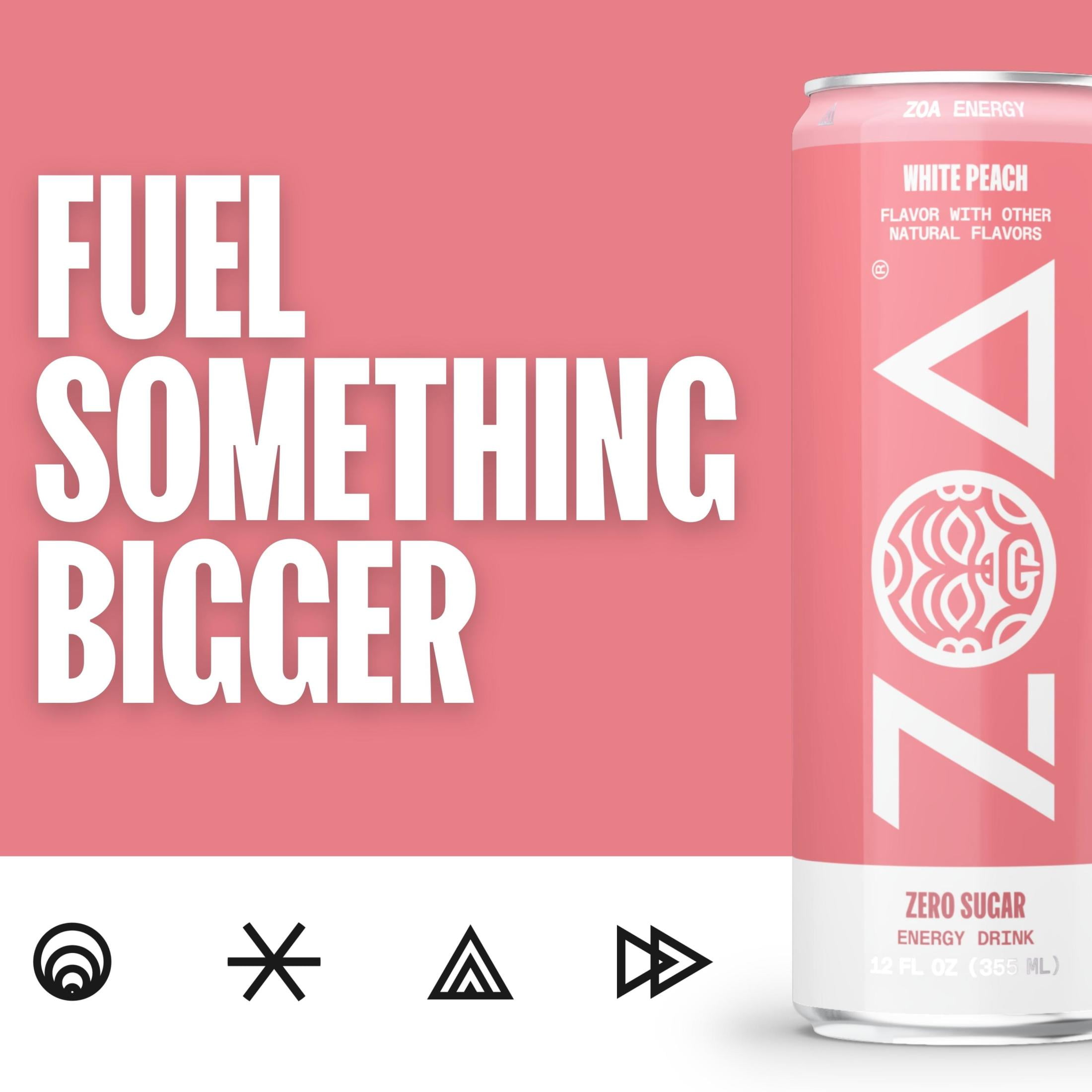 Zoa White Peach Zero Sugar , 12 fl oz Aluminum Can, 0% ABV