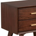 thumbnail image 4 of 25 Inch 2 Drawer Wooden Nightstand with Bar Pulls Brown- Saltoro Sherpi, 4 of 6