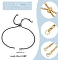 thumbnail image 3 of 1 Set 12Pcs 3 Colors 26cm Stainless Steel Slider Bracelets Adjustable Slider Bracelet with Rhinestones Ends Golden Black Bracelet Curb Chains for DIY Jewelry Making Bracelets for Women, 3 of 6
