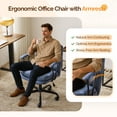 thumbnail image 7 of Ktaxon Office Chair with Armrests, Linen Fabric Desk Chair with Wheels, Swivel Task Chair for Study Room or Dressing Vanity Area Blue, 7 of 7