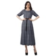 thumbnail image 3 of Moomaya Robe Midi à Encolure Dégagée, Robe Plissée pour Femmes, Robes Évasées Évasées Ligne A, 3 of 4