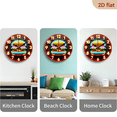 thumbnail image 4 of A 10-inch 2D flat "Neon Burger" themed wooden silent wall clock is an excellent choice for Halloween/Easter/Christmas gifts and is suitable for modern home decoration art., 4 of 7