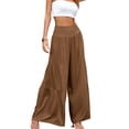 thumbnail image 3 of Sunloudy Pantalones de pierna ancha para mujer, pantalones plisados sueltos casuales de color sólido de cintura alta, caqui/negro/verde claro/blanco/verde/rojo vino Sunloudy  moda, 3 of 8