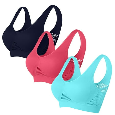 Elvqul Wireless Bras for Women 3 Pack Sky Blue Bralette Nylon Push-Up Breathable Underwear Bras