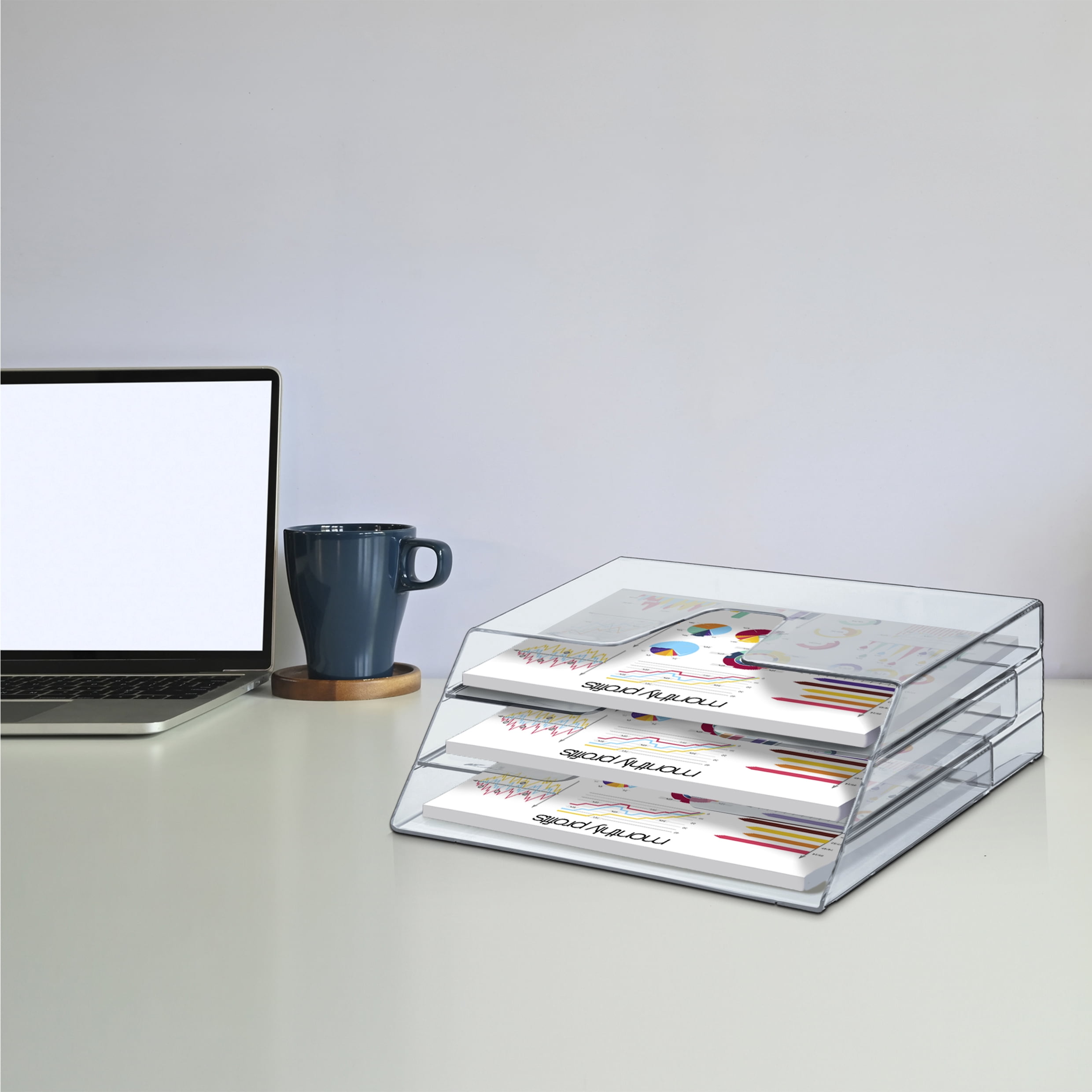 Acrimet Plastic 3 Slots Letter Size File Organizer, Clear Crystal