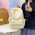 thumbnail image 4 of Polka Dot Print Lace Backpack, Large Capacity Multi-Pocket School Bag with Compartments for Travel Outdoor (Yellow 430*300*140), 4 of 9