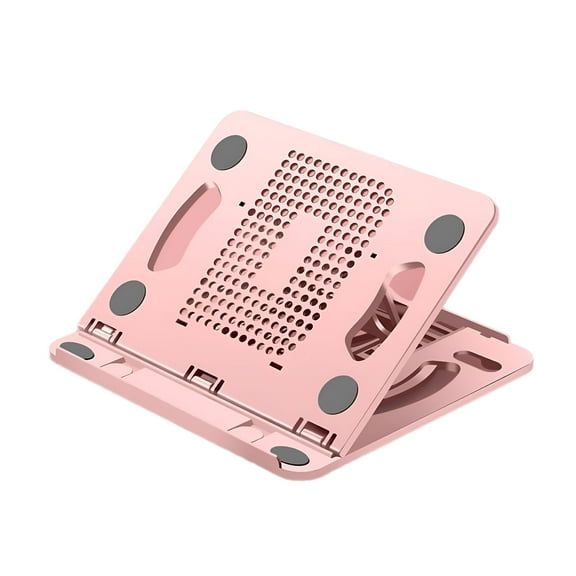 LAMIRO Laptop Holder Silicone Foldable 8 Gears Adjustable Portable Laptop Cooling Stand for Home Working Pink