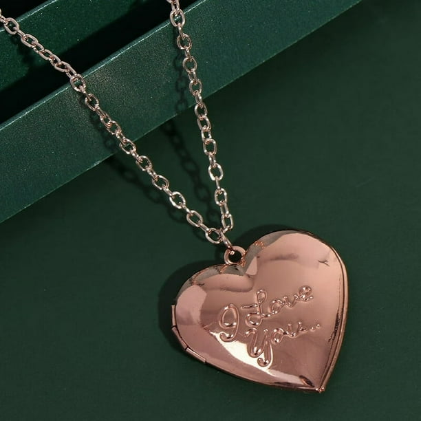 Love Heart Locket Pendants Openable Photo Frame Glossy Family Picture Necklace Walmart