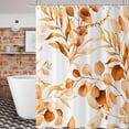 thumbnail image 2 of Orange Eucalyptus Leaf Shower Curtain, Orange Botanical Watercolor Plants Bathroom Curtain Bathtub Home Decor Waterproof Fabric Machine Washable with 12 PCS Hooks,84" Wx72L, 2 of 6
