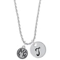 thumbnail image 1 of Delight Jewelry Silvertone Faith in Circle Silvertone Script Initial Disc - T - Charm Necklace, 20"+3", 1 of 4