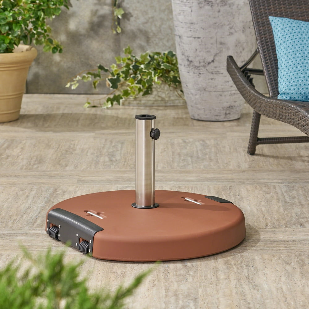 Outdoor 132lb Concrete Circular Umbrella Base with Stainless Steel
