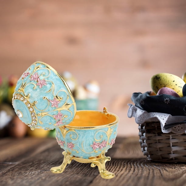 Faberge Egg, Hand-made Metal Jewelry Organizer Egg Trinket Box