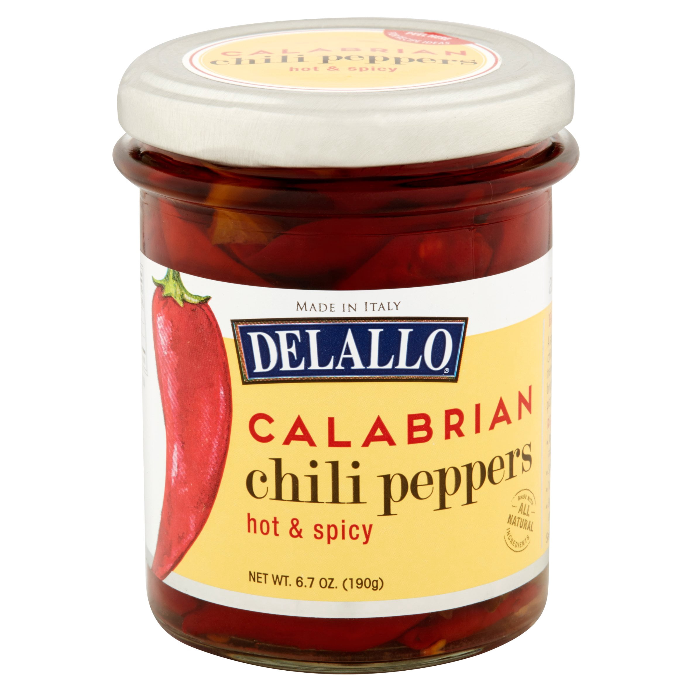 Delallo Hot & Spicy Calabrian Chili Peppers, 6.7 oz, 6 pack