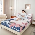 thumbnail image 4 of Feelyou Tokyo Ocean Wave Twin Sheet Sets, Pink Cherry Blossoms Bedding, 3pcs, 4 of 7
