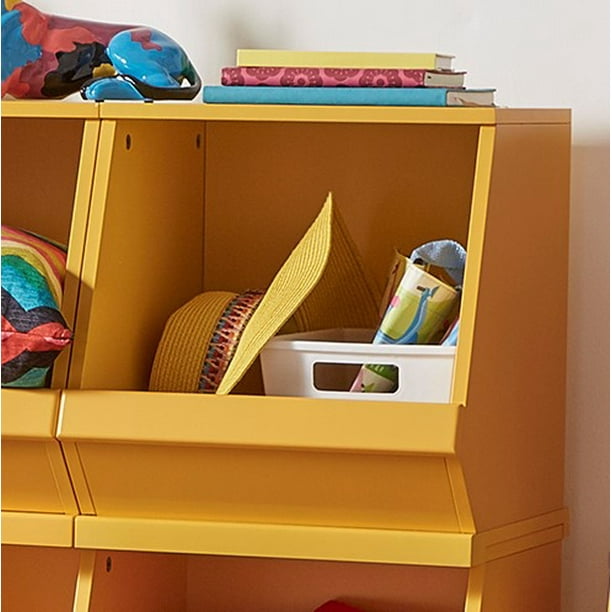 Chelsea Lane Stackable Wood Bin Storage Cubes, Yellow Single Cube