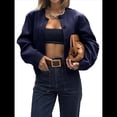 thumbnail image 2 of Blazer Corto con Botones para Mujer, Ropa Informal de Negocios para Otoño e Invierno. Azul Oscuro M, 2 of 8