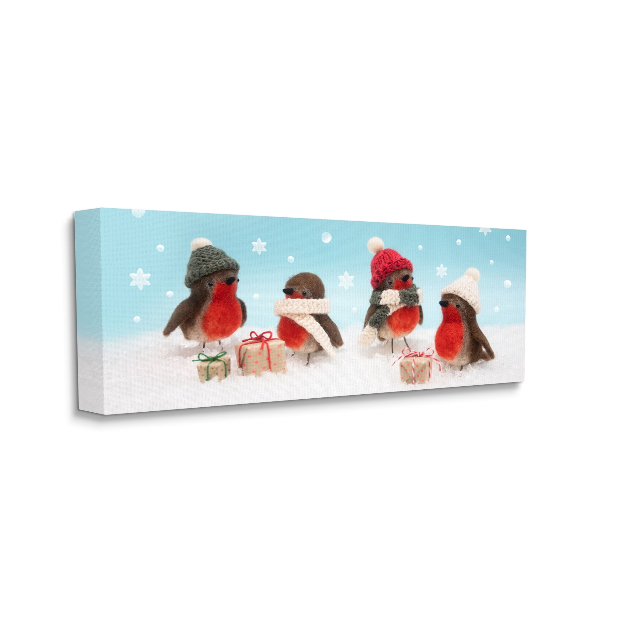 Stupell Industries Birds & Christmas Gifts Snowflakes Holiday Photography Gallery Wrapped Canvas Print Wall Art