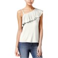 thumbnail image 1 of Almost Famous Womens One Shoulder Ruffle Pullover Blouse, White, Juniors, Small, 1 of 1