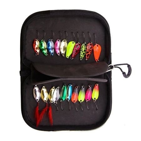 YIGSECU 20Pcs Spoons Metal Hard Spinner Bait Sequin Lure Bass Fishing Spinner Swimbait