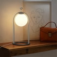thumbnail image 4 of Tubicen Lampe de Table Moderne en Forme de Globe en Verre, Lampe de Bureau à DEL Intégrée 5 W à Intensité Réglable avec Interrupteur Tactile, Lampe de Chevet pour Chambre à Brancher USB, Luminosité à 4 Niveaux, Lampe de Table Ronde en Boule de Verre, Nickel, 4 of 7