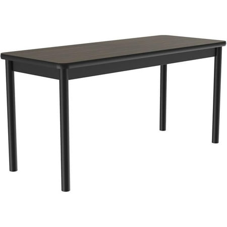 Pemberly Row 30 W x 72 D Contemporary Steel Metal & Wood Library Table in Walnut