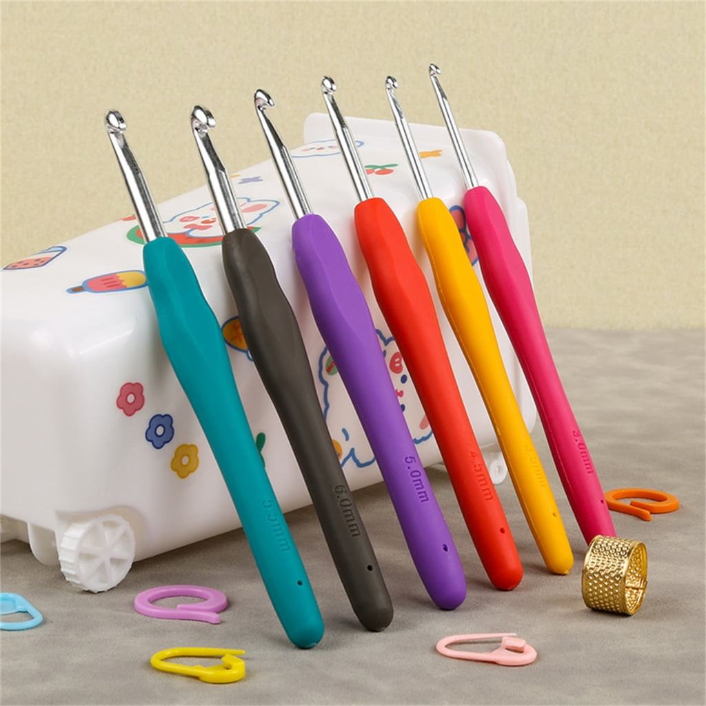 Crochet Hooks Set with Storage Case, Knitting Accessories Ergonomic Crochet Hook and Needle for Making Bag, Gloves, Sock