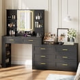 thumbnail image 3 of ELYKEN Makeup Vanity Desk with LED Mirror, 8 Drawers, 78"W, Black, 3 of 12