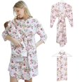 thumbnail image 1 of DRESHOW Maternity Robe and Baby Receiving Blanket New Mother Delivery Nursing Robe Room Set Floral Gown Matching Headband, 1 of 1